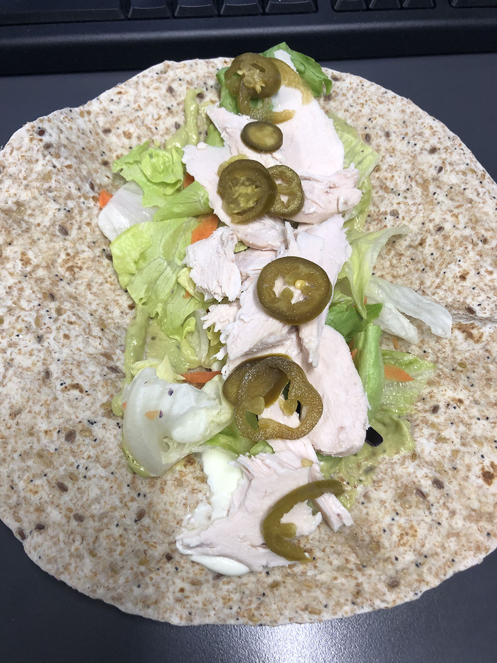 food transformation dina chicken and veg wrap