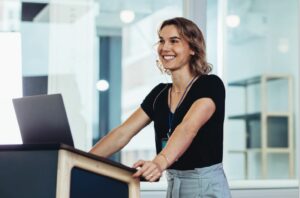 confident woman delivering speech