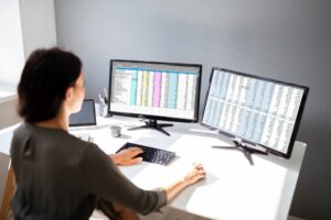 woman working on computers