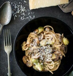 healthy pasta recipes ryan le breton creamy fetuccine with brussels sprouts and mushrooms