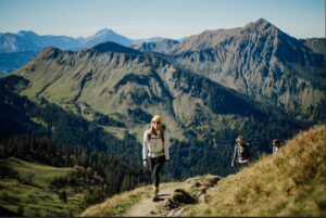 hiking through the mountains